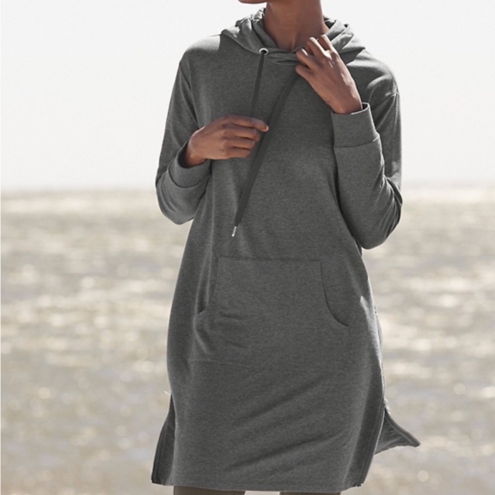 Cozy Brown Garnet Hill Trainer Hooded Dress W Side Zippers Women's Size Large